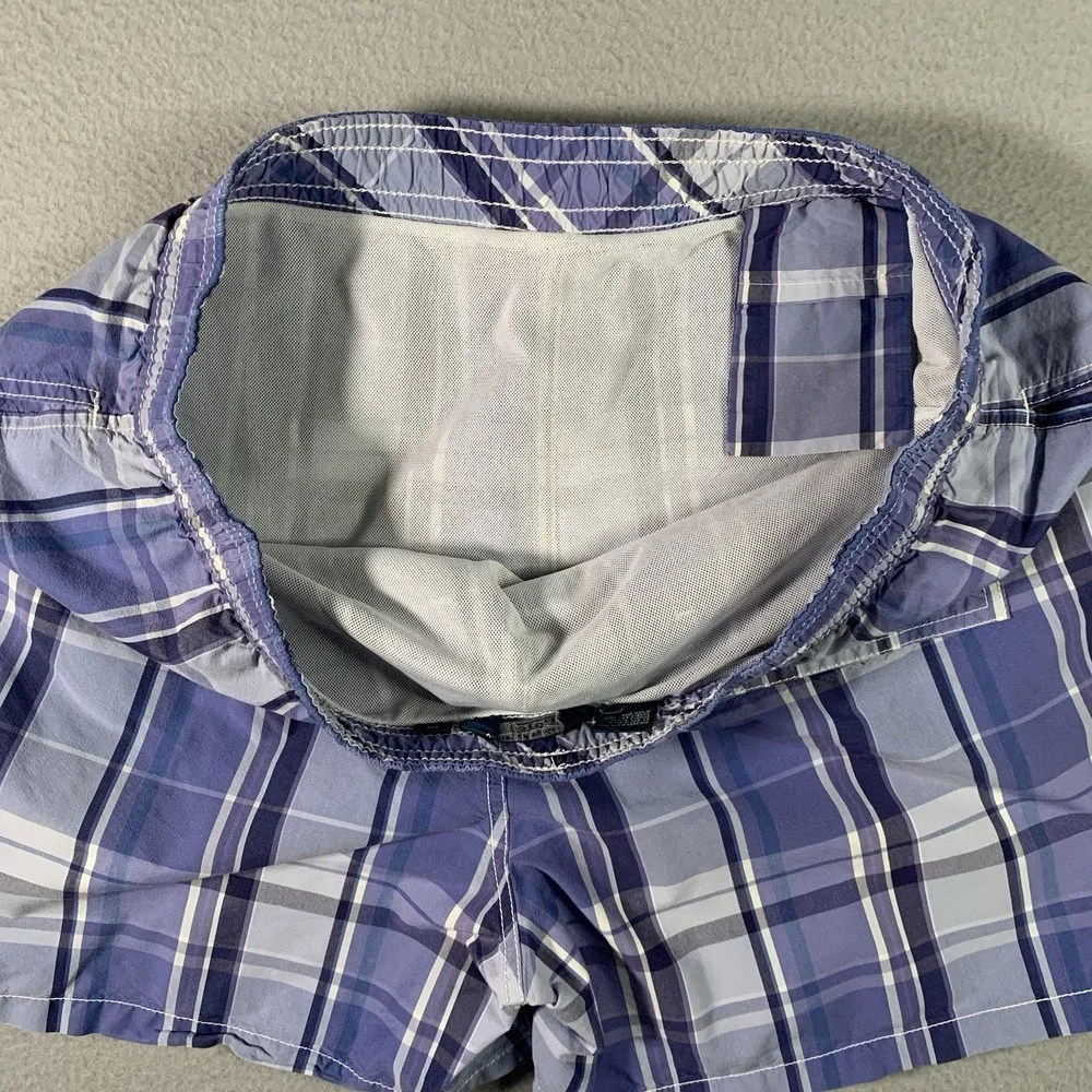 Vtg Polo Ralph Lauren Swim Trunks Mens XL Blue Plaid Mesh Lined Y2K 4 In